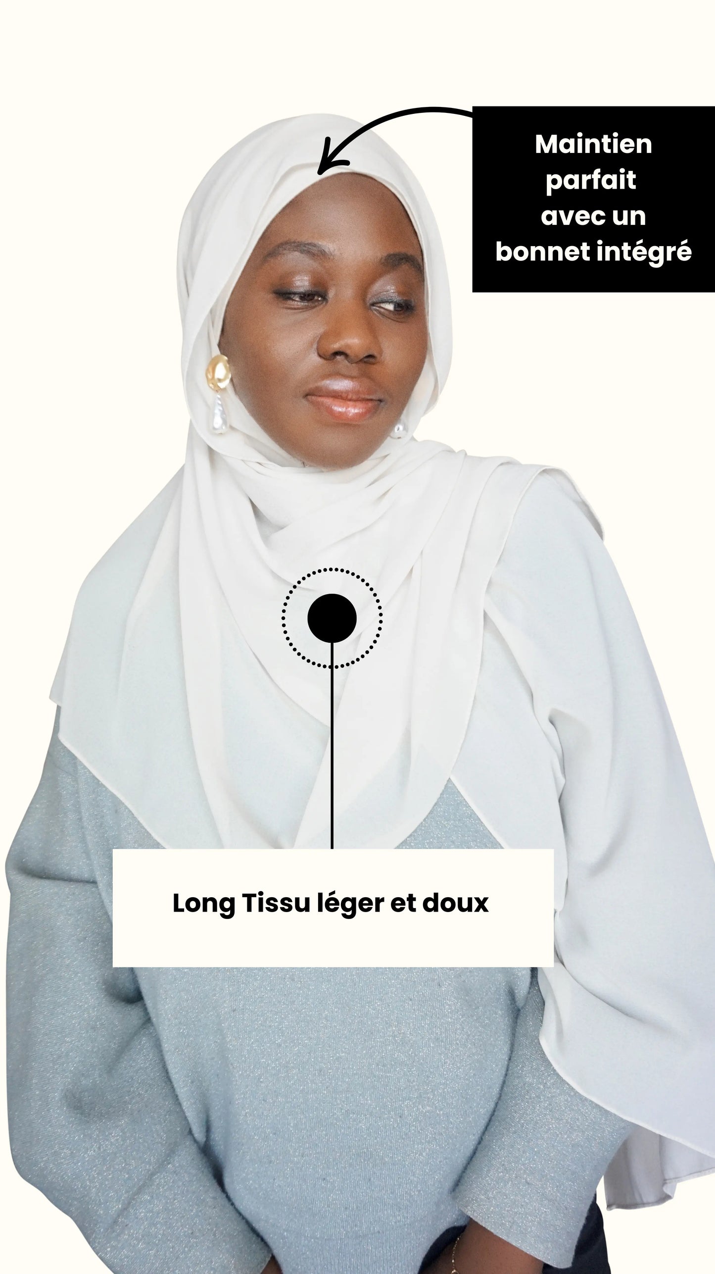 Magnetika Hijab Aimanté 3-en-1 voile, bonnet et aimants intégrés